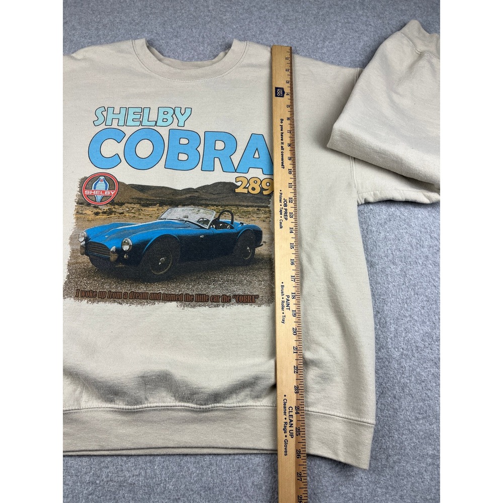 Shelby Cobra Sweatshirt Mens Large Beige Graphic Crewneck Car Racing Pullover - Picture 6 of 7
